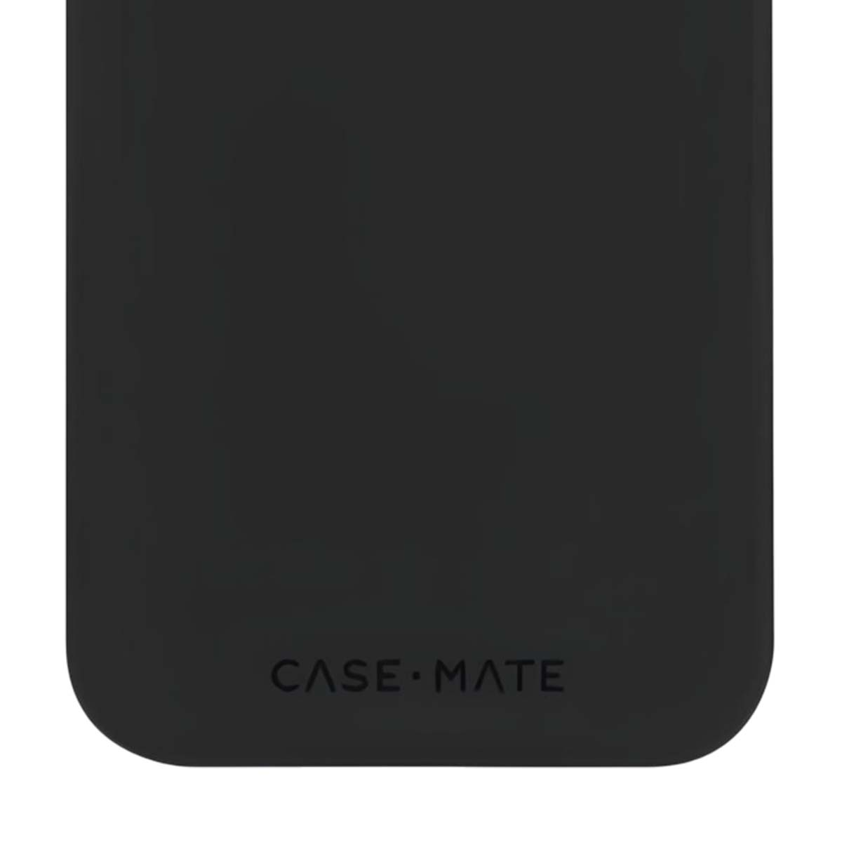 Custodia per telefono nera con angoli arrotondati. Il marchio 'CASE • MATE' è stampato in bianco in basso al centro.