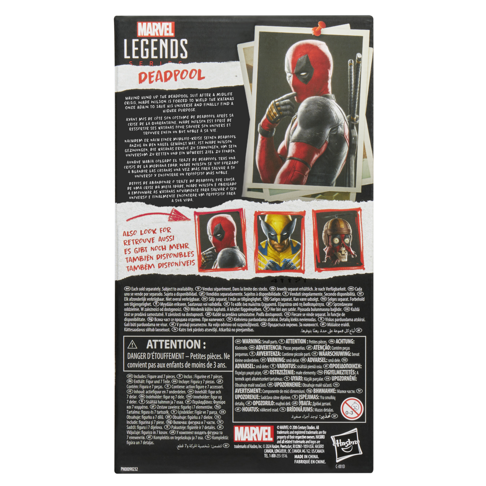 Deadpool aksiyon figürü kutusunun arkası. Deadpool resmi var.