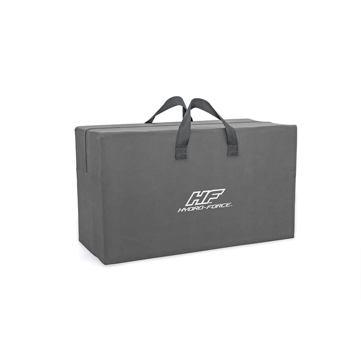 Prostokątna szara torba z uchwytami, logo "HF HYDRO-FORCE" widoczne z przodu, na białym tle.