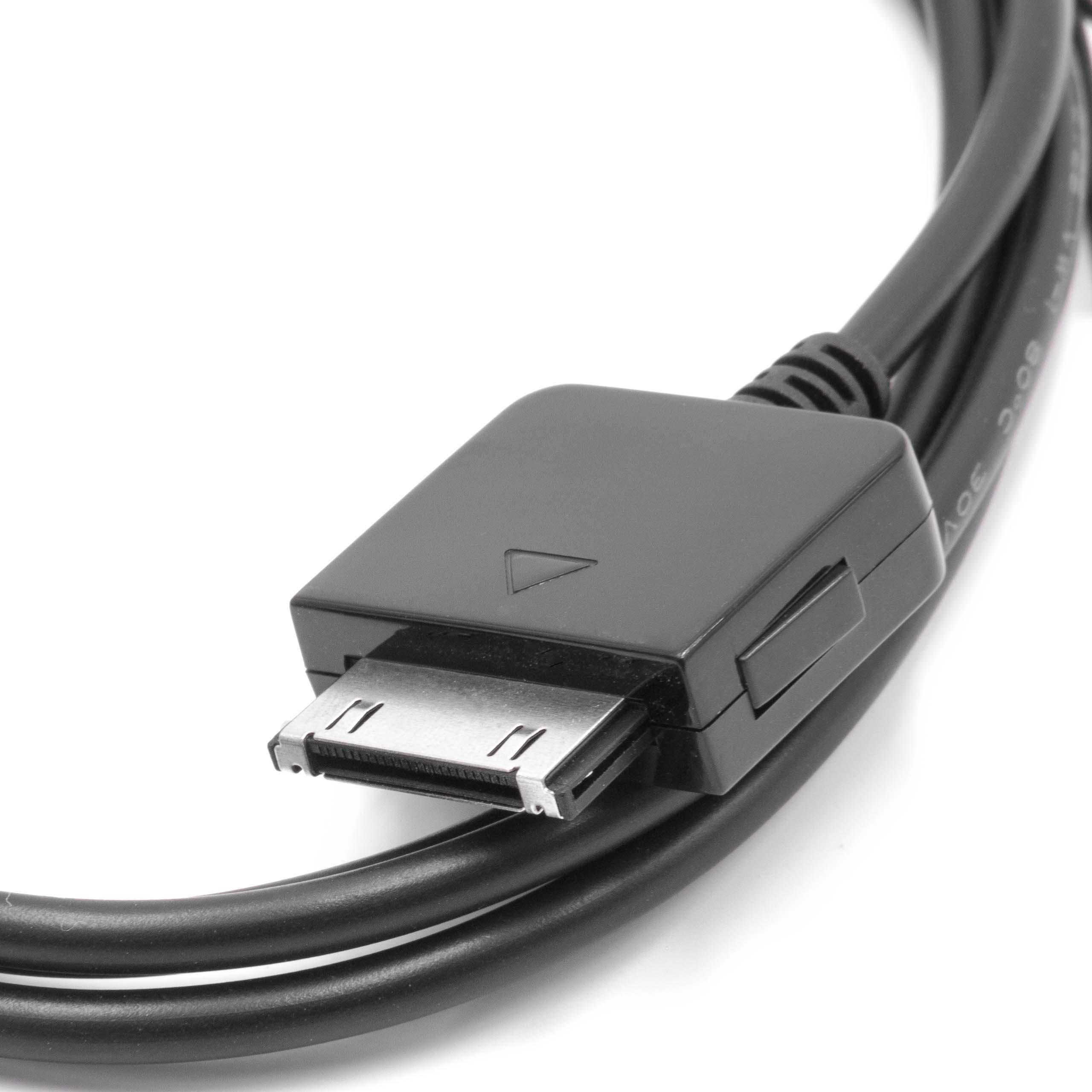 Ein schwarzes Kabel mit einem Stecker. Der Stecker hat einen silbernen Anschluss und ein schwarzes Gehäuse. Der Hintergrund ist weiß.