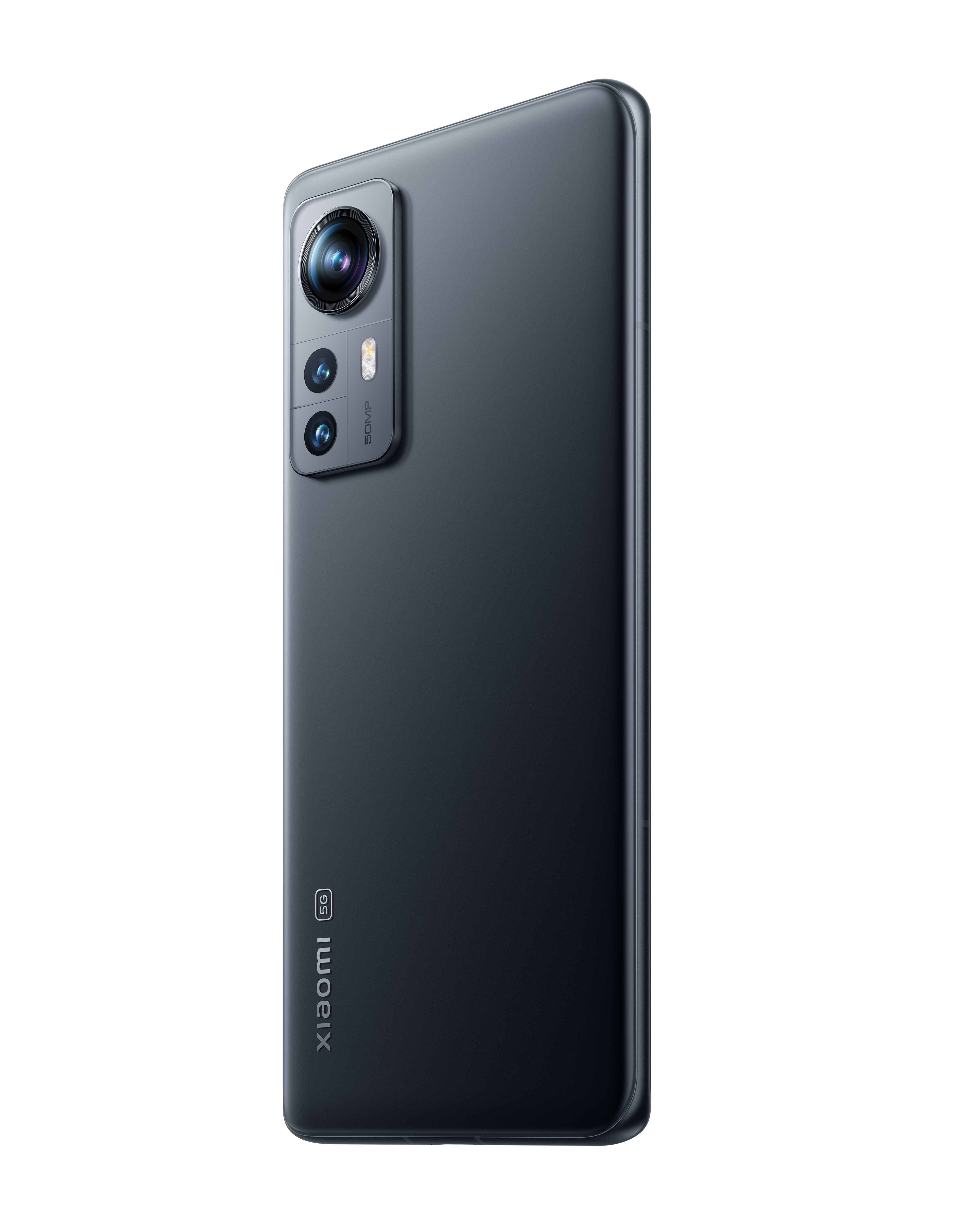 Een donkerblauwe smartphone van Xiaomi, met meerdere cameralenzen aan de achterkant. De telefoon staat op een witte achtergrond.