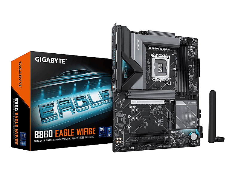 GIGABYTE B860 EAGLE WIFI6E Mainboard - Intel Core Ultra CPUs, 12+1+2+1 Phasen V Mainboard Schwarz