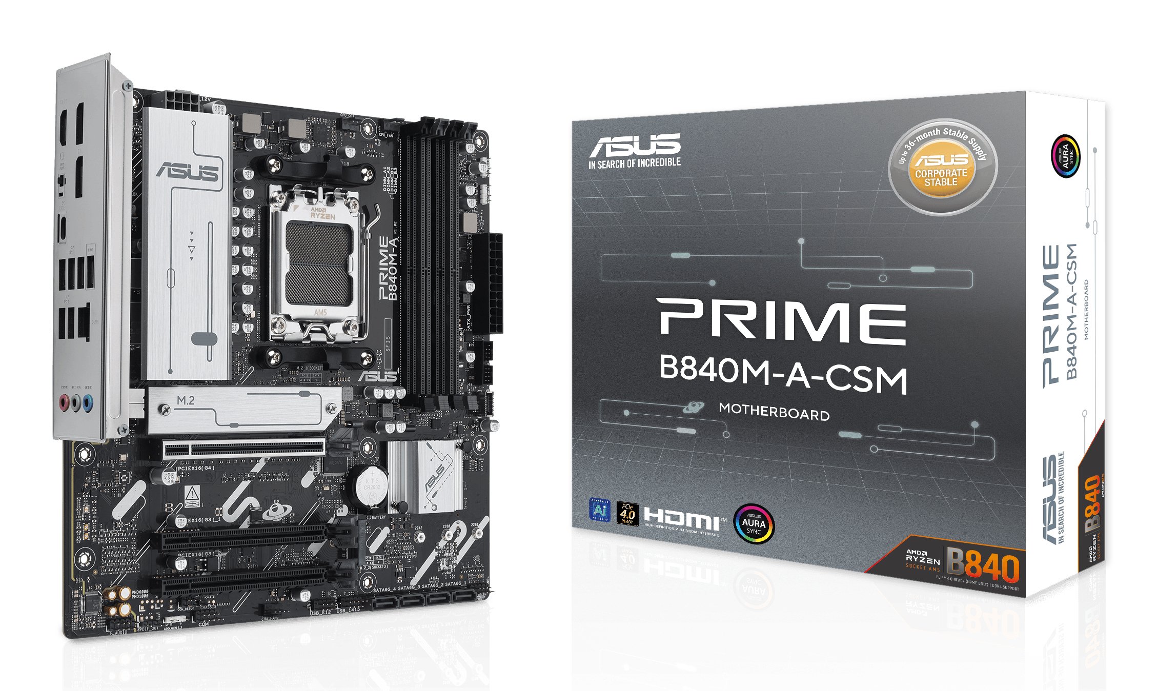 ASUS Prime B840M-A-CSM 7600MHz (OC) DDR5 M.2 HDMI DP AMD B850 DDR5 micro ATX Anakart