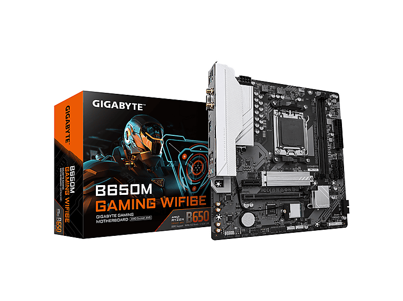 GIGABYTE B650M GAMING WIFI6E Mainboard - AMD Ryzen 9000 Serie CPUs, 5+2+2 Phase Mainboard Silber; Schwarz