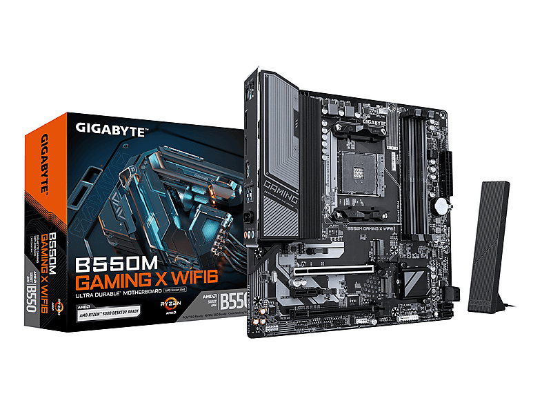 GIGABYTE B550M GAMING X WIFI6 Mainboard – AMD Ryzen 5000 Prozessoren, 5+3 Phase Mainboard Dark brown