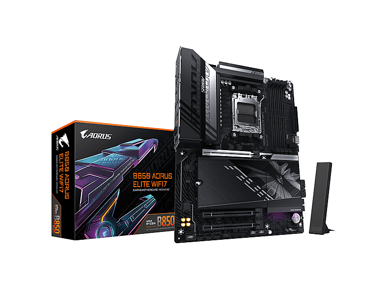 GIGABYTE B850 AORUS ELITE WIFI7 Motherboard - AMD Ryzen 9000 Serie CPUs, 14+2+2 Mainboard Mehrfarbig