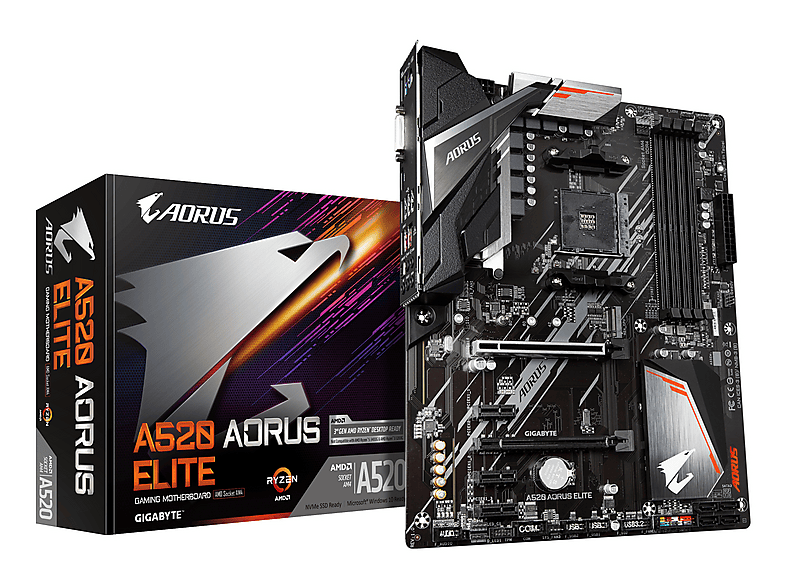 GIGABYTE A520 AORUS ELITE Motherboard - Unterstützt AMD Ryzen 5000 Serie AM4 CP Mainboard NEU