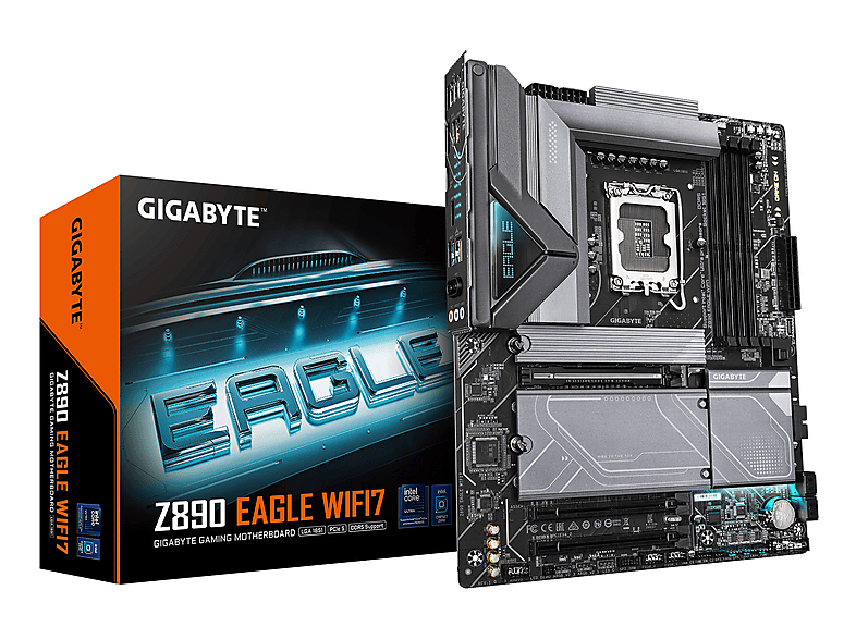 GIGABYTE Z890 EAGLE WIFI7 Mainboard - Unterstützt Intel Core Ultra (Serie 2) CP Mainboard Schwarz