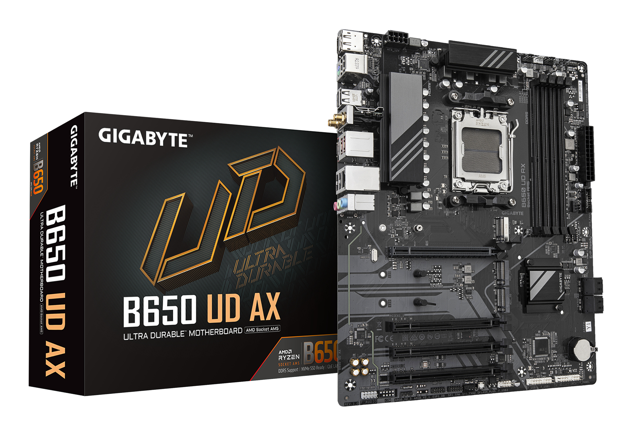 GIGABYTE UD AX DDR5 8000 MHz (OC) M.2 DP HDMI 1G LAN Wi-Fi 6E AM5 B650 DDR5 ATX Anakart