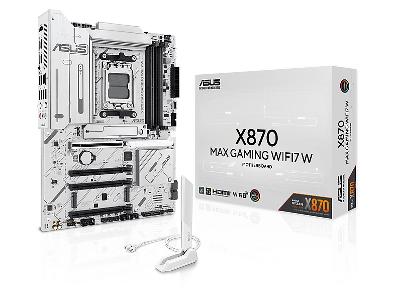 ASUS X870 MAX Gaming Wi-Fi 7 W 8000MHz (OC) DDR5 M.2 HDMI USB4 AMD X870 DDR5 ATX Anakart