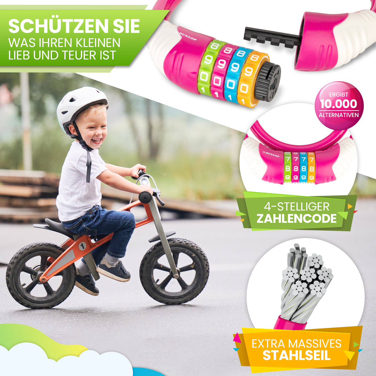 Fahrradschloss Kinder 2 Stck  4-stelliges Zahlenschloss Fr Fahrrad,  Roller Und Skateboard, Schwarz/Grn Kinder Fahrradschloss Mit Zahlen