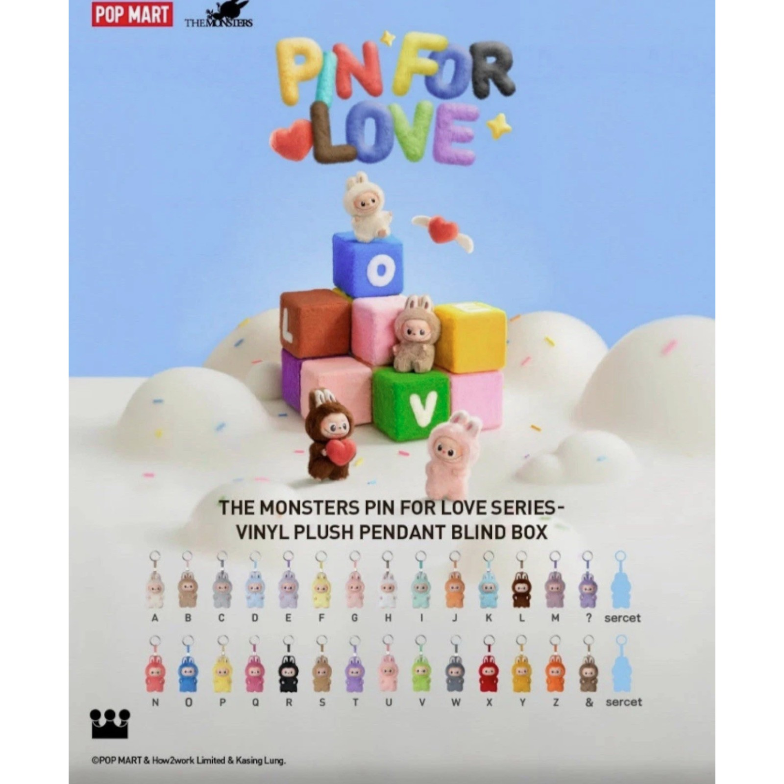 POP MART Labubu PIN FOR LOVE SERIES Blind box (A-M) Plüschtier