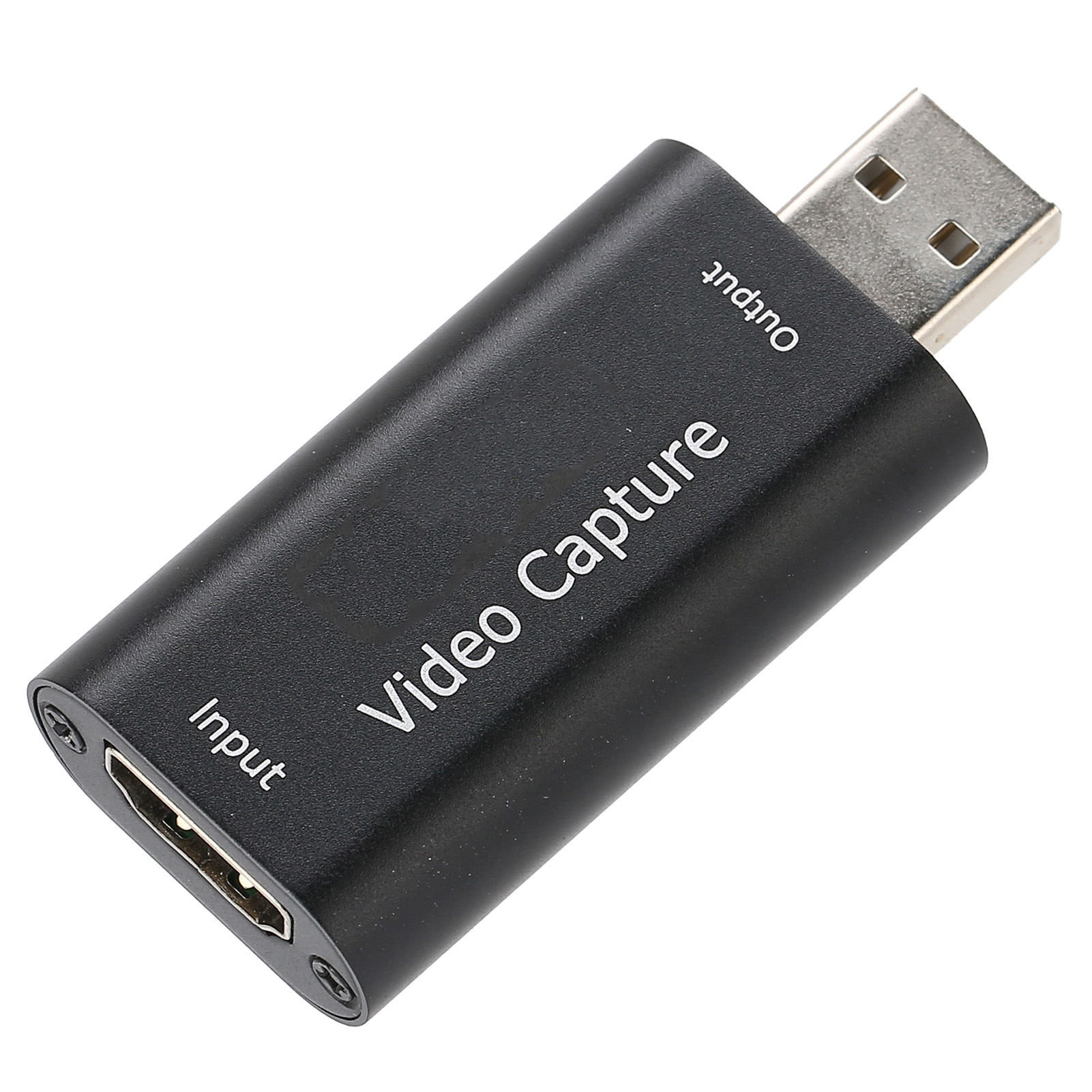 Schwarzes Videoaufnahmegerät mit HDMI-Eingang und USB-Ausgang. Der Text 'Video Capture' ist auf dem Gerät gedruckt.