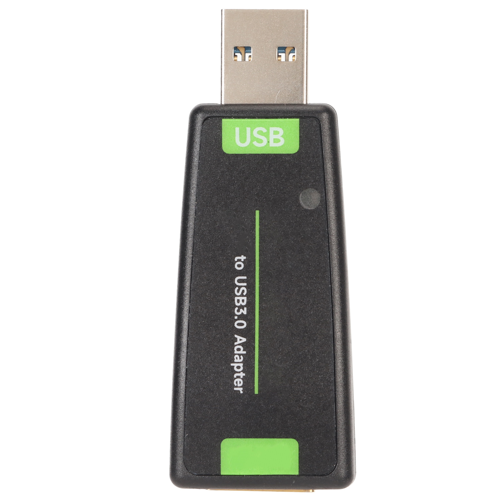 Ein USB 3.0-Adapter, schwarzer Körper mit grünen Akzenten und einem silbernen USB-Anschluss. Der Adapter hat 'USB' und 'to USB3.0 Adapter' darauf.