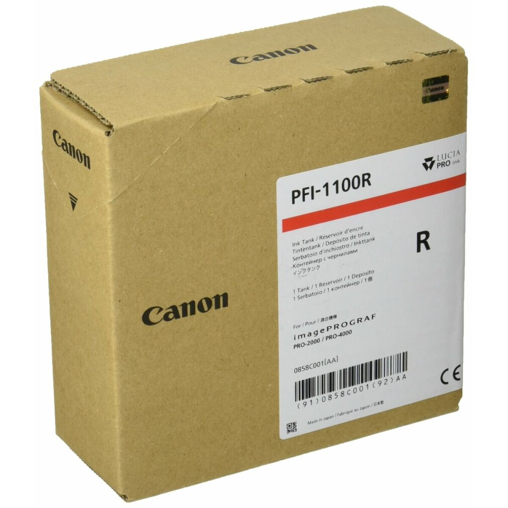 Una scatola di cartucce d'inchiostro Canon. La scatola è marrone con il logo Canon. L'etichetta mostra il nome del prodotto e le specifiche.