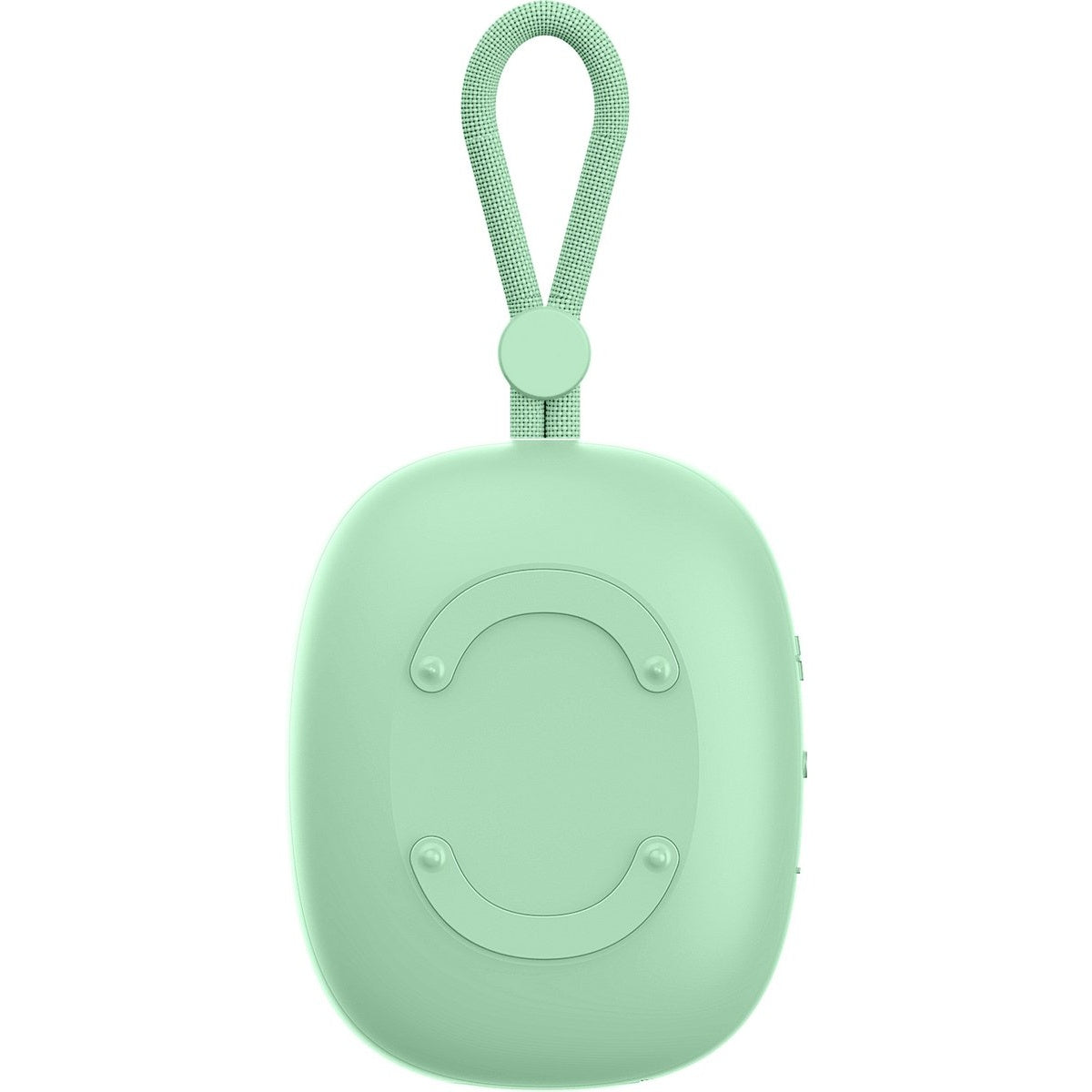 A light green, pebble-shaped device with a matching loop handle. It features decorative curved lines and small studs on the front.