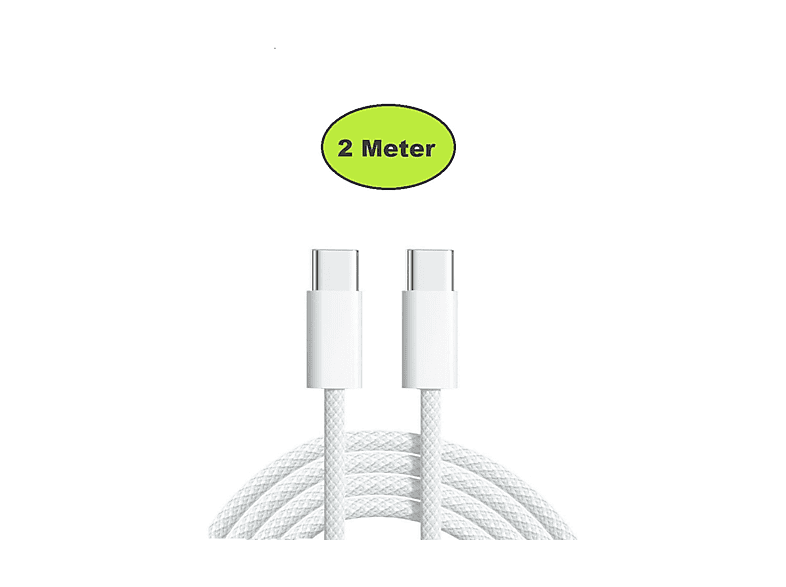 VENTARENT Ladekabel USB-C, USB Kabel, 2 m, weiß