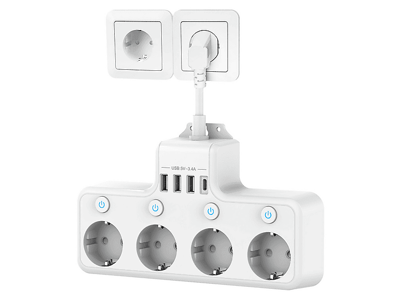 CRRYNUO Mehrfach Steckerleiste Mit USB Adapter | MediaMarkt