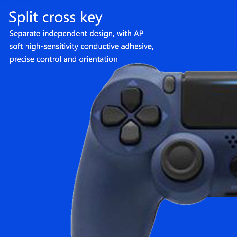 Ein blauer Gamecontroller vor blauem Hintergrund. Kreuztaste und Analogstick des Controllers sind sichtbar.