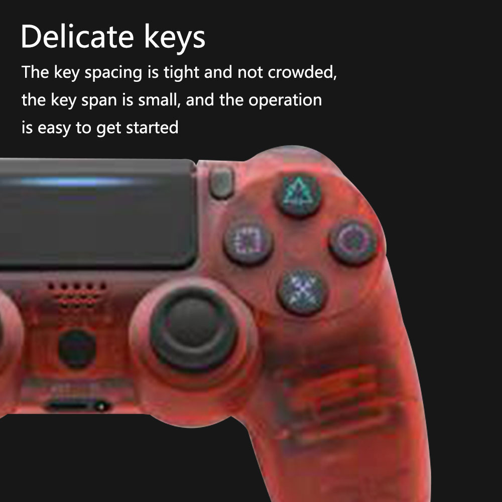 Ein roter, transparenter Gamecontroller. Tasten und Joystick sichtbar. Schwarzer Hintergrund. Text oben: Zarte Tasten.