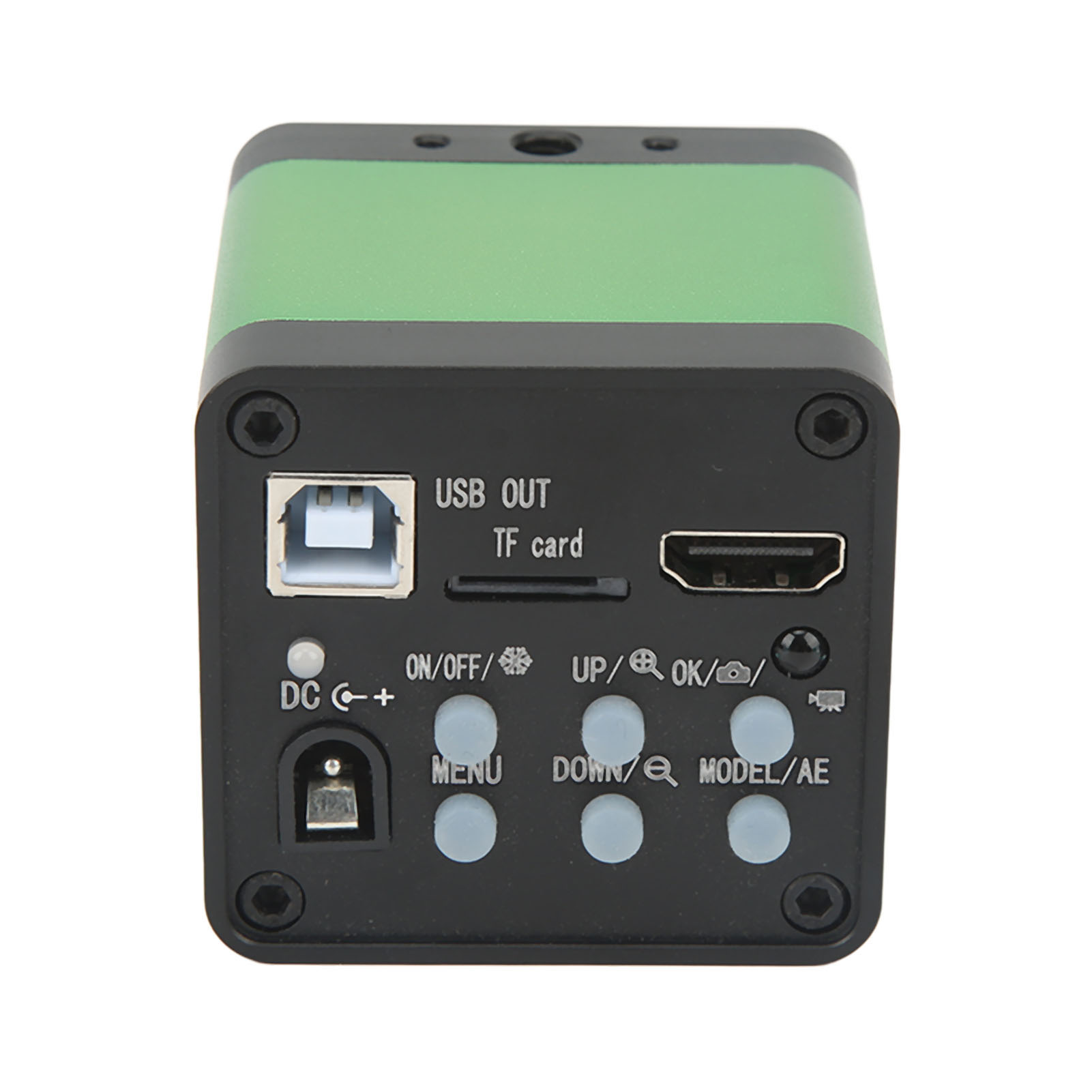 Ein kleines grün-schwarzes Gerät. Es hat Anschlüsse für USB, TF-Karte und HDMI. Tasten zur Steuerung.