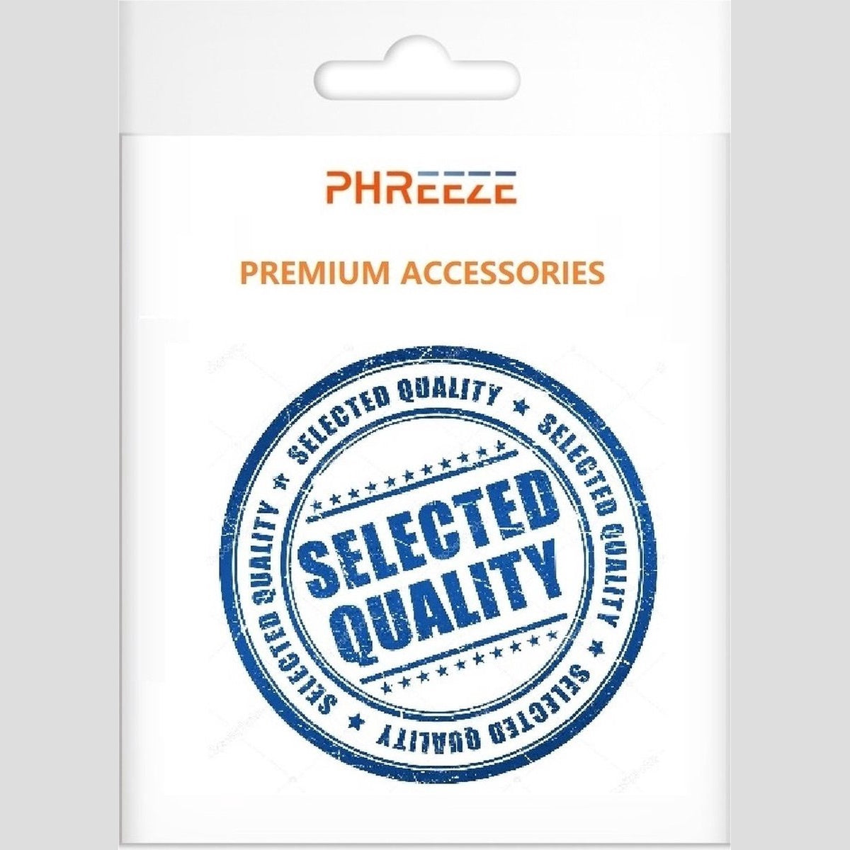 A white package with a blue 'Selected Quality' stamp. Text says 'PHREEZE' and 'Premium Accessories'.