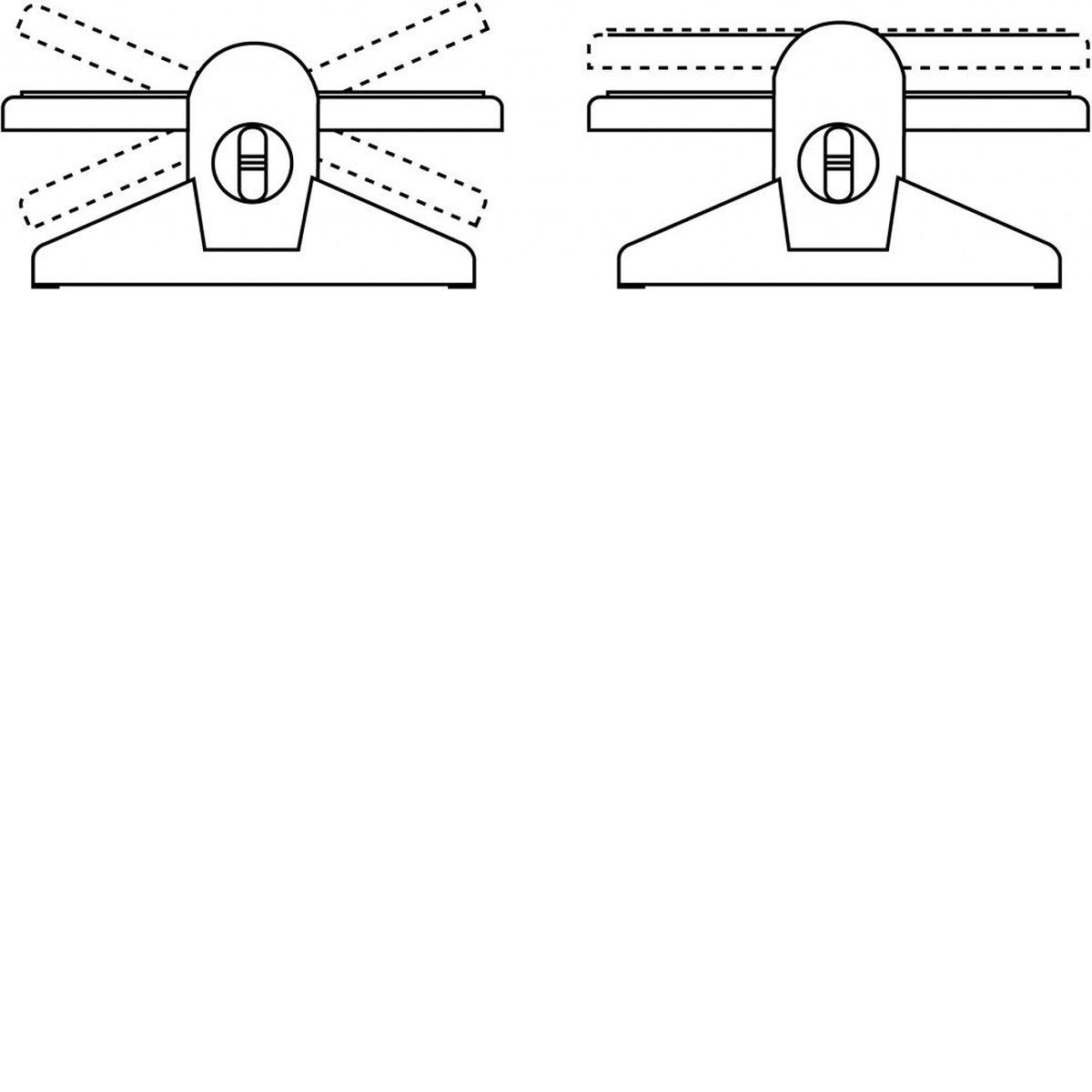 Two detailed line drawings. Each shows a stylized, symmetrical object with a central, circular element and radiating lines.