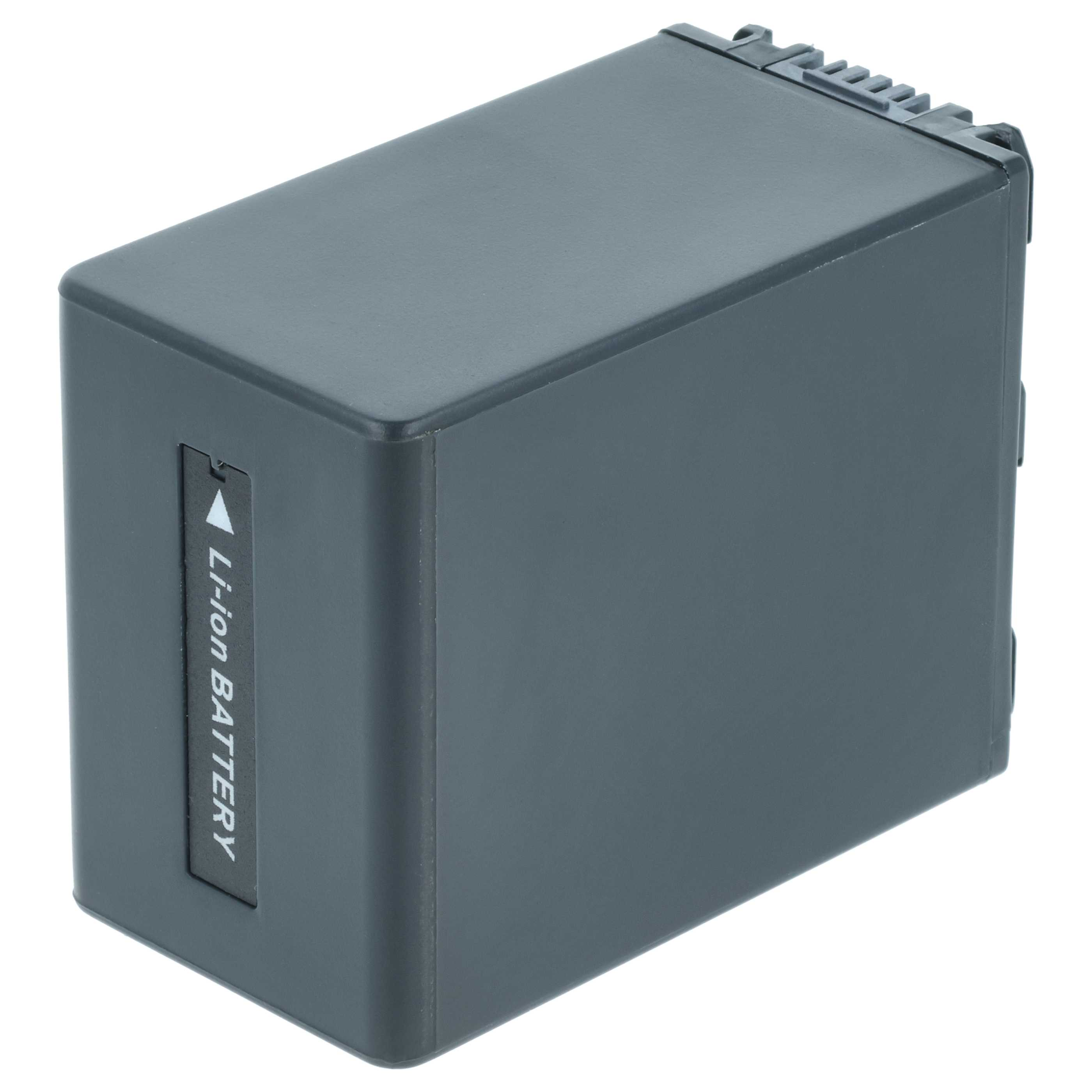 Eine graue Li-Ionen-Batterie auf weißem Hintergrund. Die Batterie hat ein Etikett mit der Aufschrift 'Li-ion Battery'.