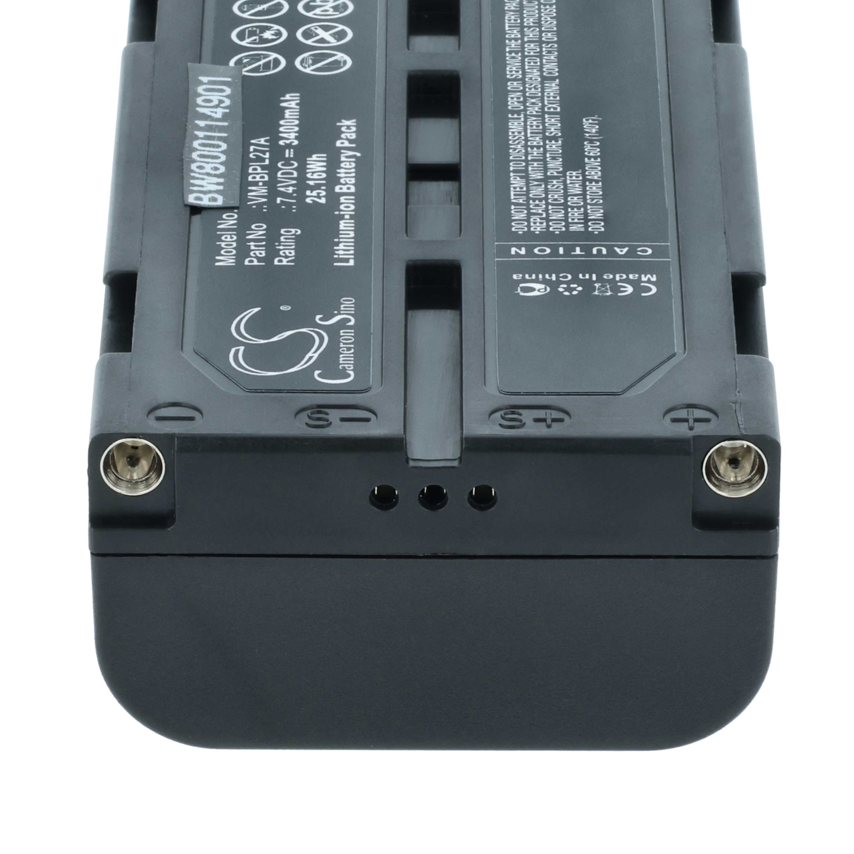 Ein schwarzer Akku mit weißem Text. Es trägt die Aufschrift 'BW800114901' und 'Lithium-Ionen-Akku' ist sichtbar.