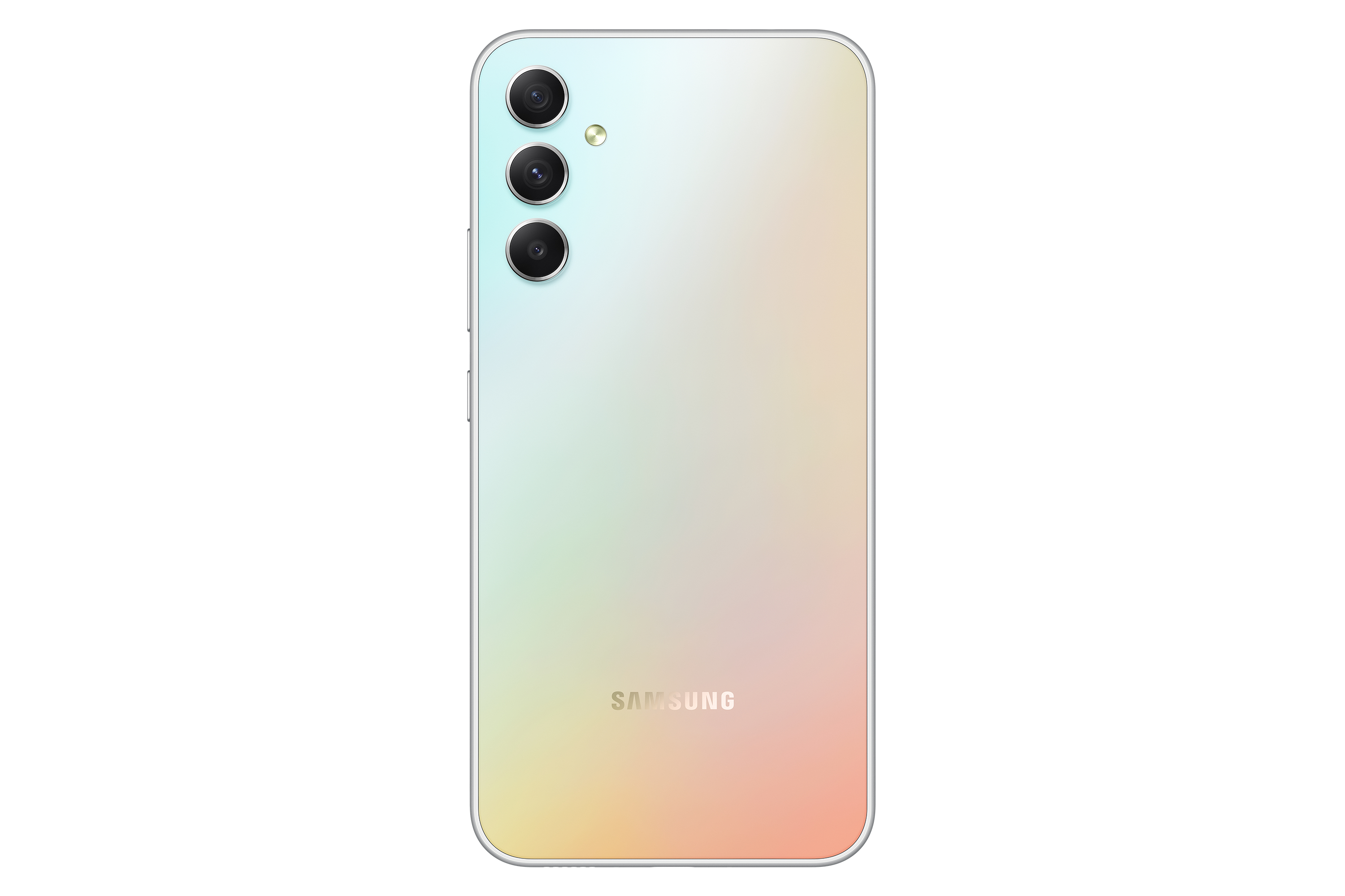 Rückseite eines Smartphones. Es hat eine Farbverlaufsfarbe und mehrere Kameras. Das Samsung-Logo ist sichtbar.