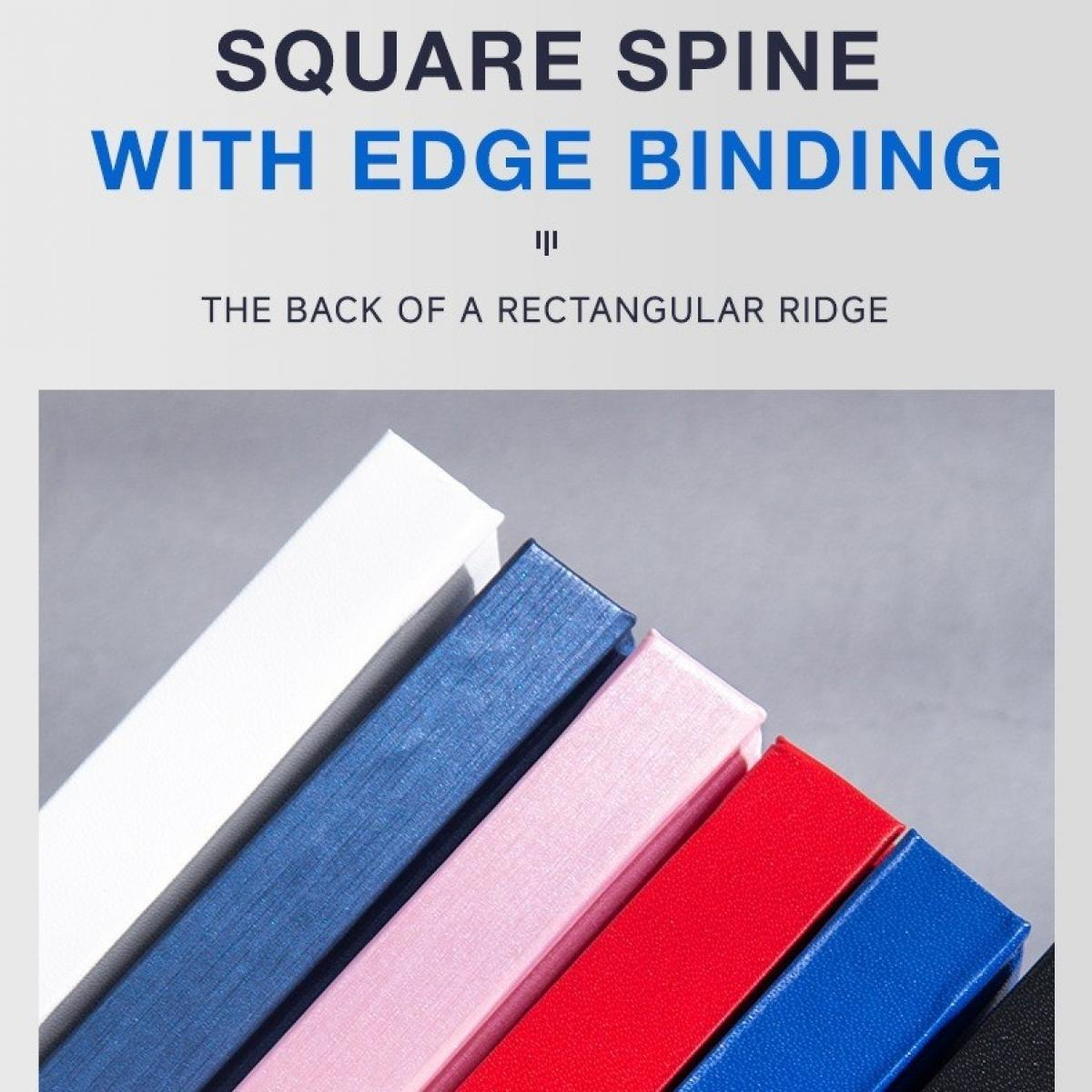 Das Bild zeigt die Kanten farbiger Bücher: weiß, blau, rosa, rot und blau. Der Hintergrund ist hellgrau.