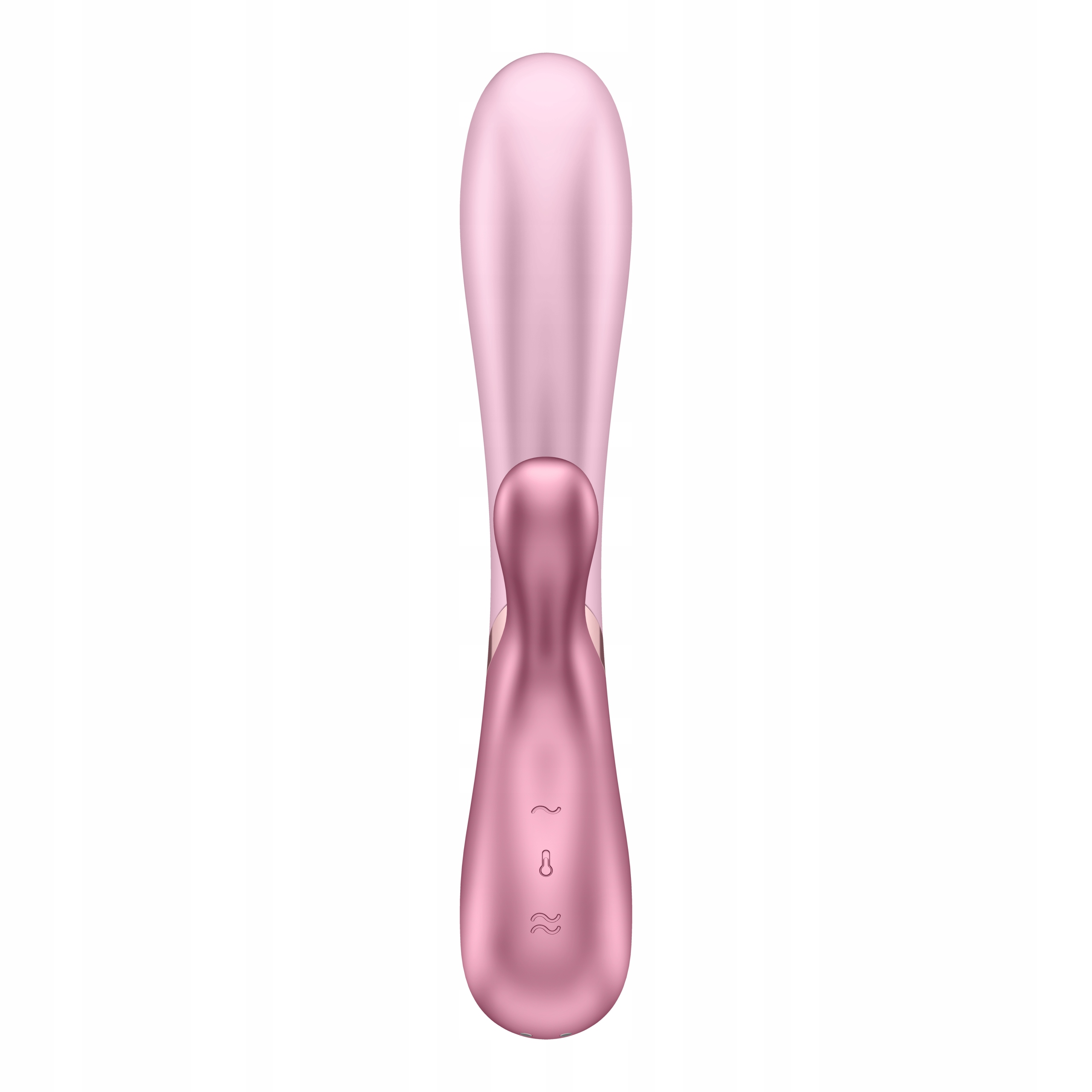 Różowa zabawka erotyczna na białym tle. Ma owalną głowę i zaokrągloną podstawę.