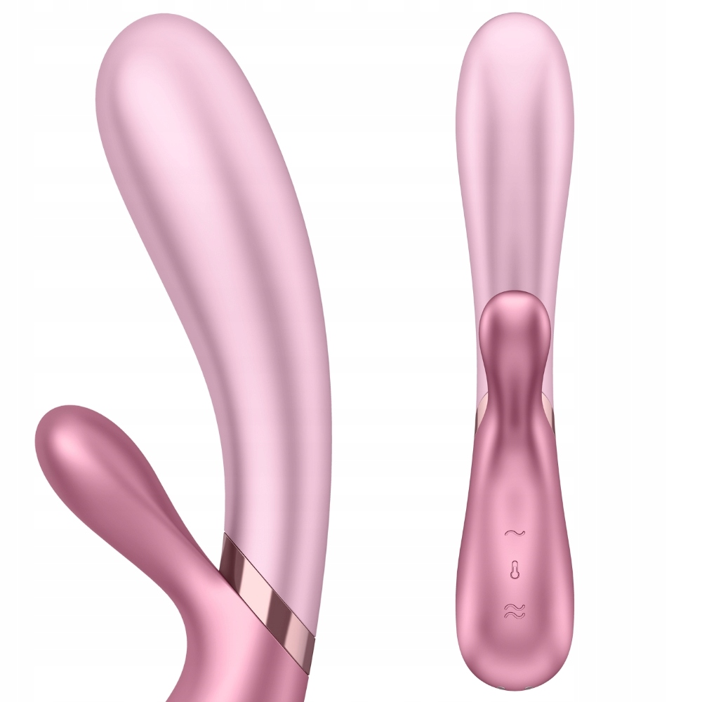 Dwie różowe i różowo-złote zabawki erotyczne. Jeden jest zakrzywiony z małą pętlą. Drugi ma długi uchwyt z przyciskami.