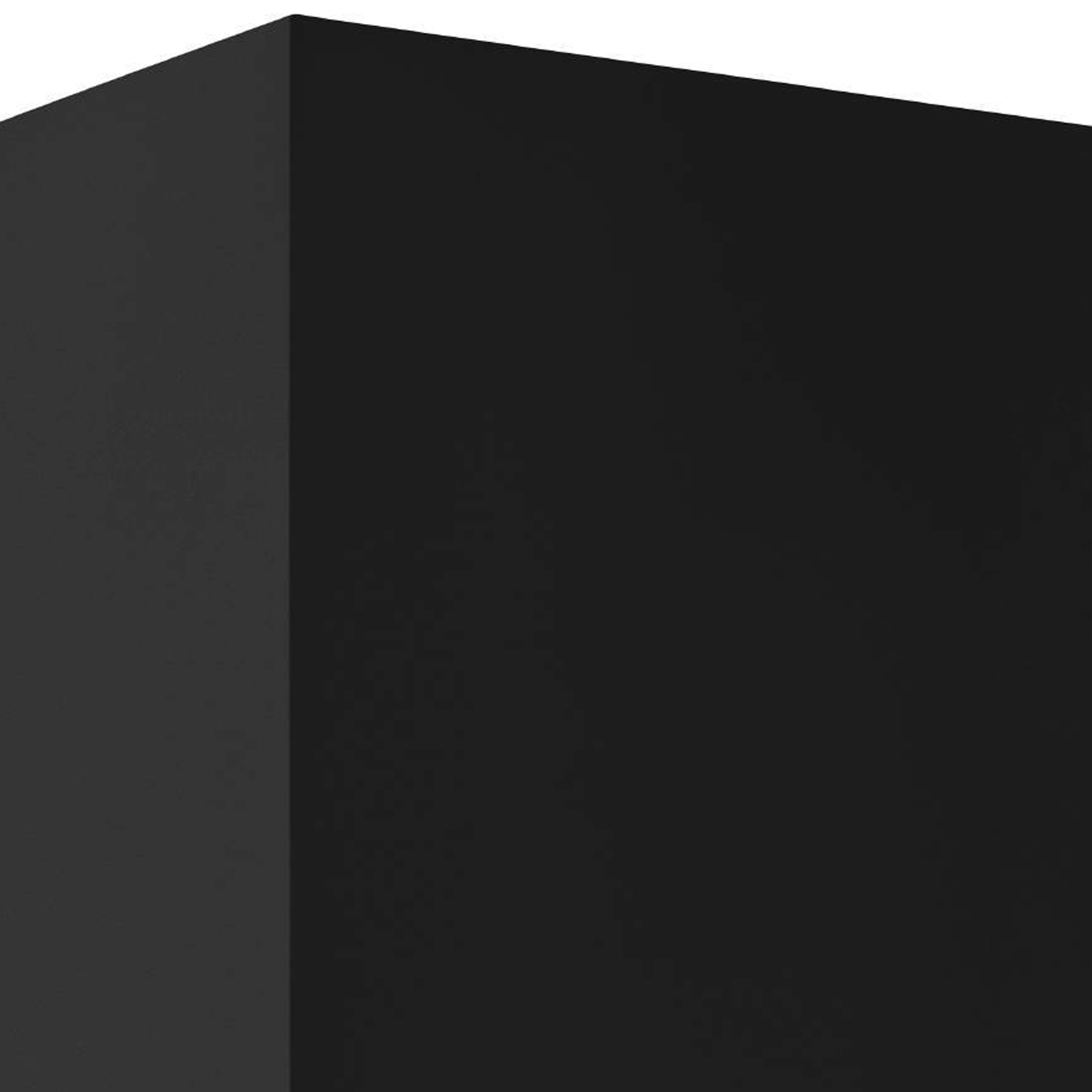 Un'immagine astratta di una forma rettangolare nera su sfondo bianco. La forma ha un effetto 3D.