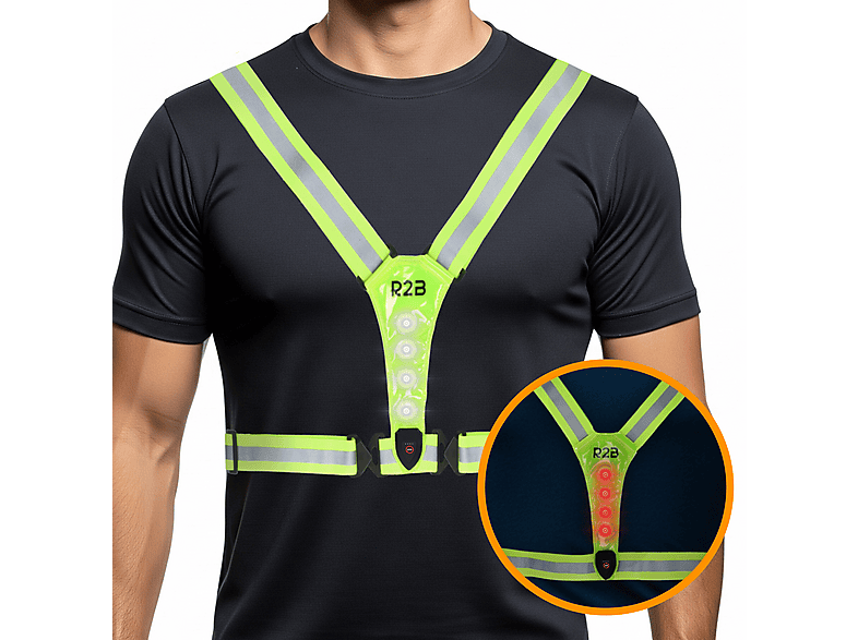 Gilet De Sécurité LED Rechargeable Avec Bandes Réfléchissantes - Haute Visibilité Pour Vélo Jogging Randonnée