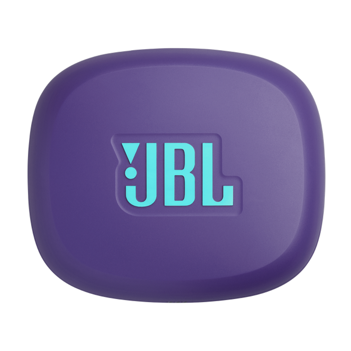 Custodia JBL viola con logo turchese su sfondo nero. La custodia è arrotondata e il logo JBL è centrato.