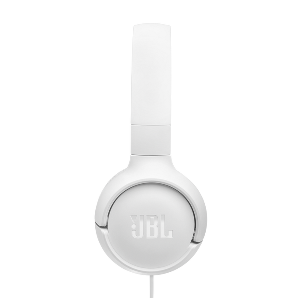White JBL headphones on a black background. The headphones are centered with the brand logo visible.