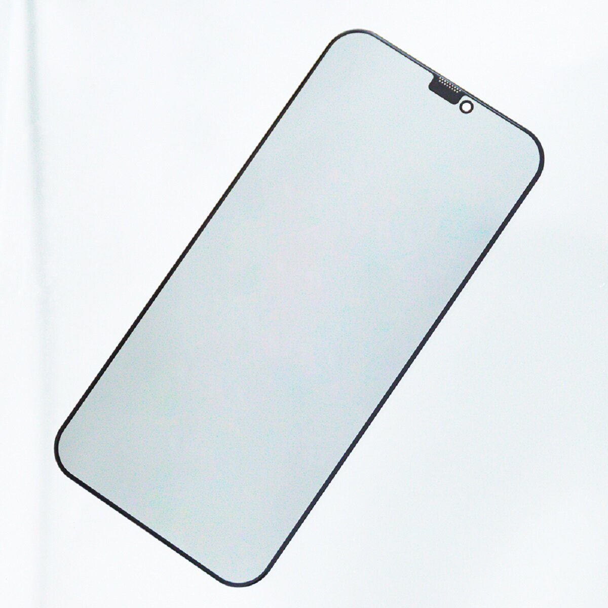 Un protecteur d'écran de smartphone est affiché sur fond blanc. Il a un bord noir et une encoche en haut.
