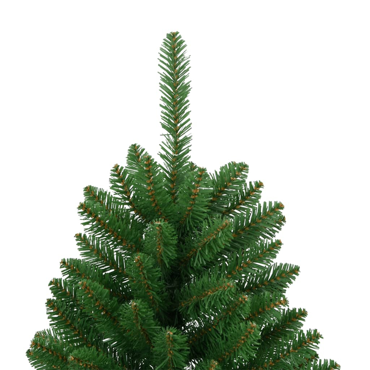 Nahaufnahme eines grünen Weihnachtsbaums. Die Nadeln sind detailliert, der Hintergrund ist weiß. Der Baum ist zentriert.