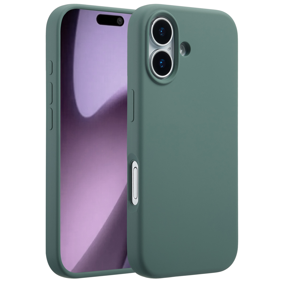 Twee smartphones met groene hoesjes. Eén is gedeeltelijk zichtbaar en toont het scherm. De andere toont cameralenzen.