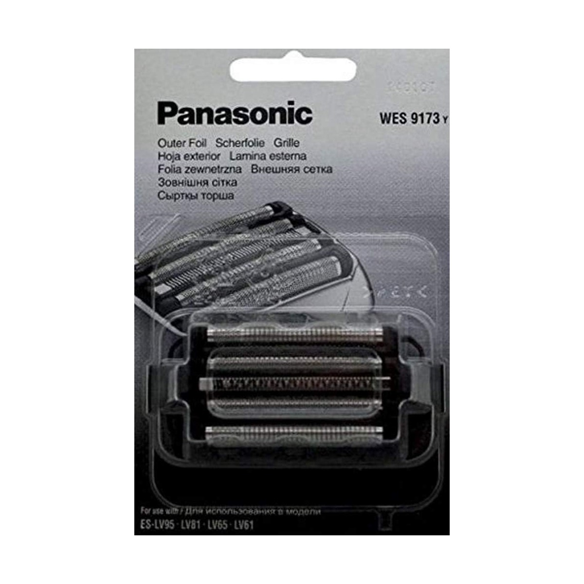 Panasonic Rasierer Ersatzfolie und Klingen in Kunststoffverpackung. Text in mehreren Sprachen, Modell WES 9173 Y.