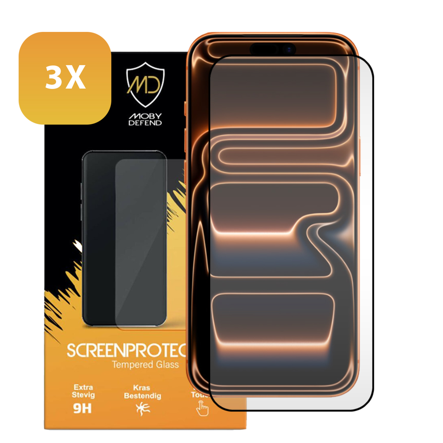 Une boîte de protection d'écran de téléphone avec un écran et une vitre de protection.