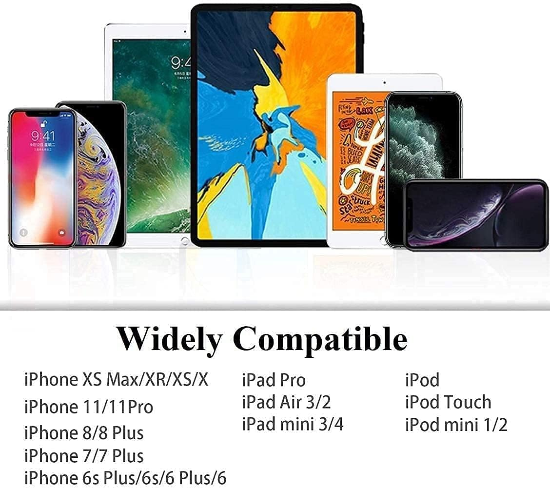 Das Bild zeigt mehrere Smartphones und Tablets mit einer Kompatibilitätsliste. Text: Weitgehend kompatibel, iPhone, iPad und iPod Modelle aufgelistet.