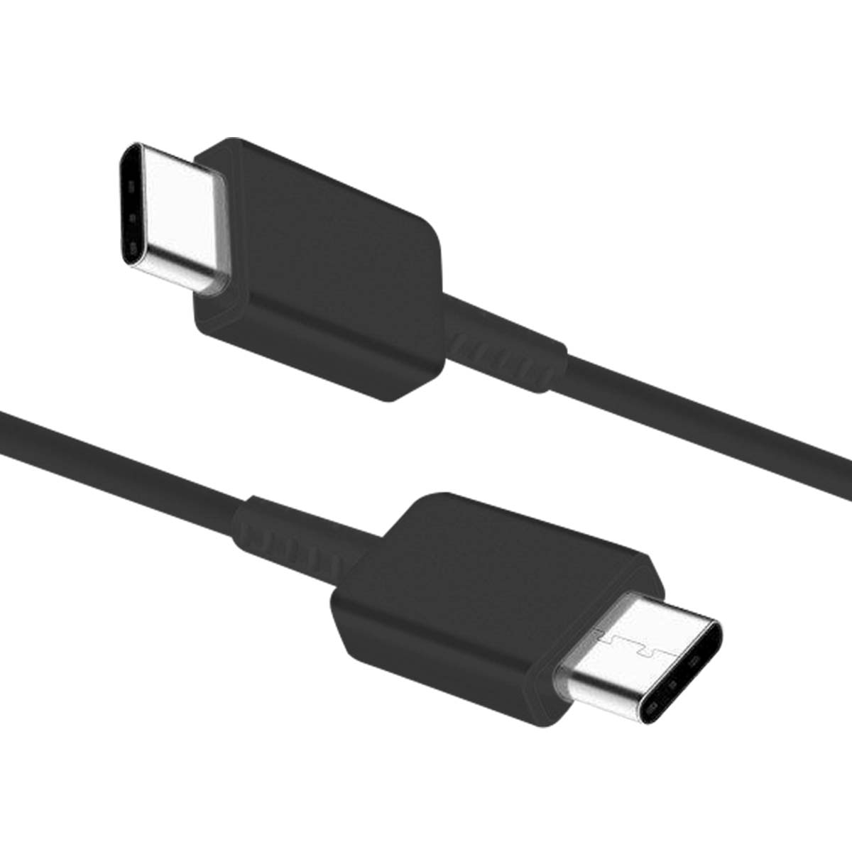 Zwei schwarze USB-C-Kabel vor weißem Hintergrund. Beide Kabel haben Stecker an den Enden und einen schwarzen Kabelkörper.