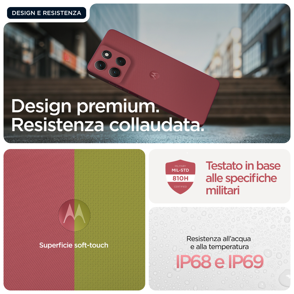 Bordowy telefon z czterema aparatami, powierzchnią soft-touch i wodoodpornością IP68/IP69, przetestowany zgodnie ze standardami wojskowymi.