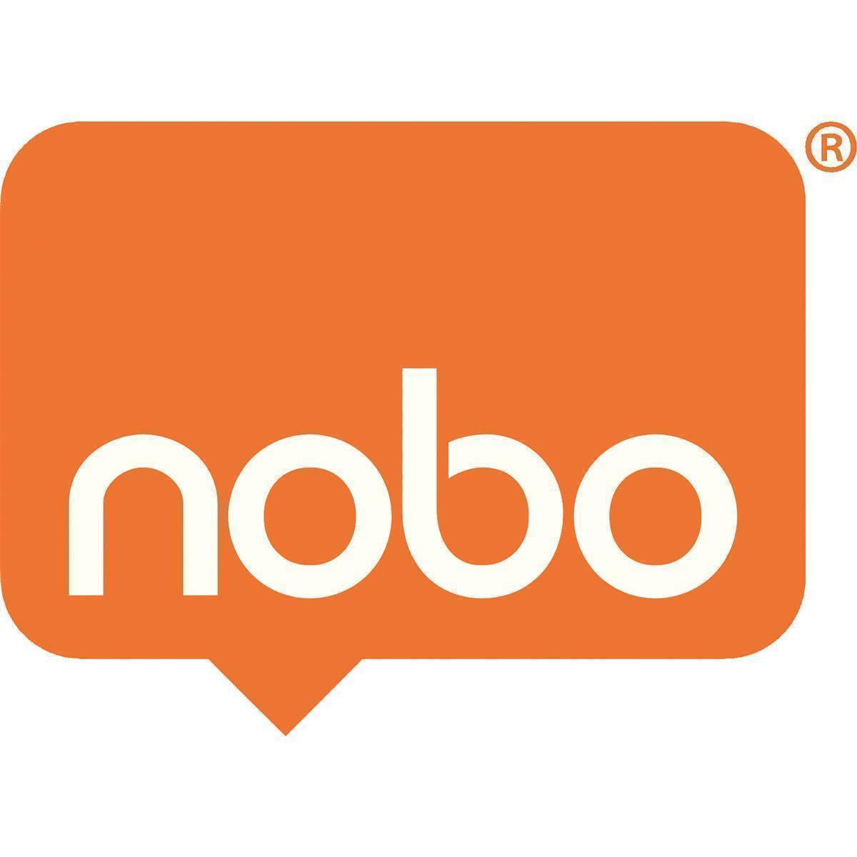 Orange Sprechblase mit weißem 'nobo'-Text. Das 'R'-Markenzeichen befindet sich in der oberen rechten Ecke.