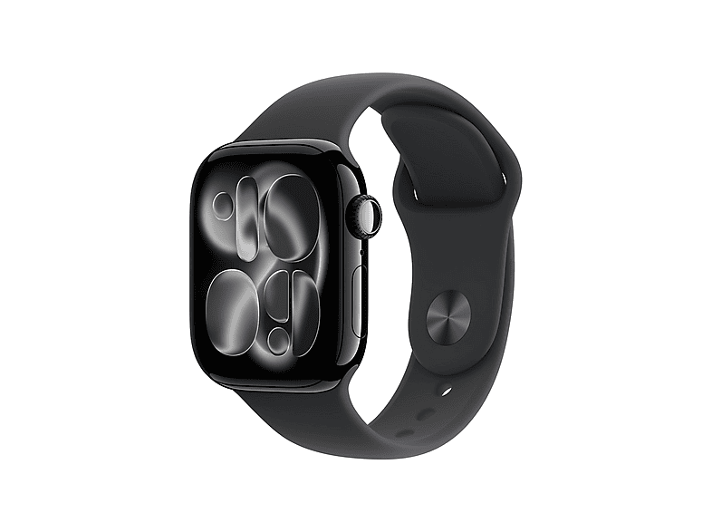 APPLE S11 GPS 42  BLACK ALU BLACK M/L Smartwatch Aluminiumgehäuse Fluorelastomer, 150-200 mm, Diamantschwarz