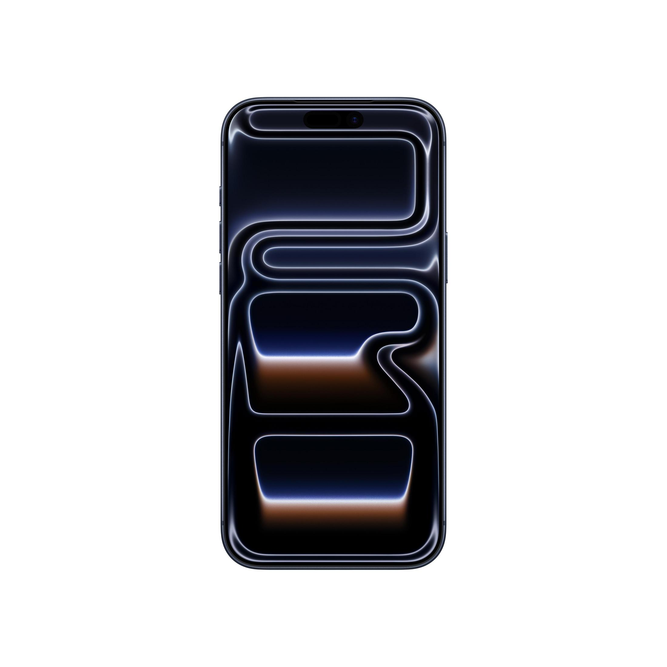 Smartfon z ciemnoniebieskim i brązowym ekranem. Ma zakrzywiony design i białe tło.