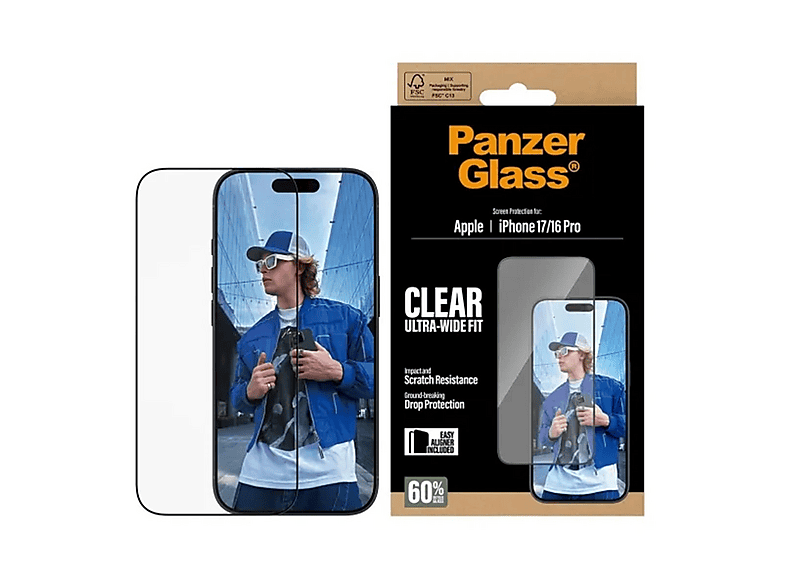 PANZERGLASS iPhone 17 | iPhone 16 Pro | Ultra-Wide Fit Çerçeve Aparatlı Ekran Koruyucu Ekran Koruyucu