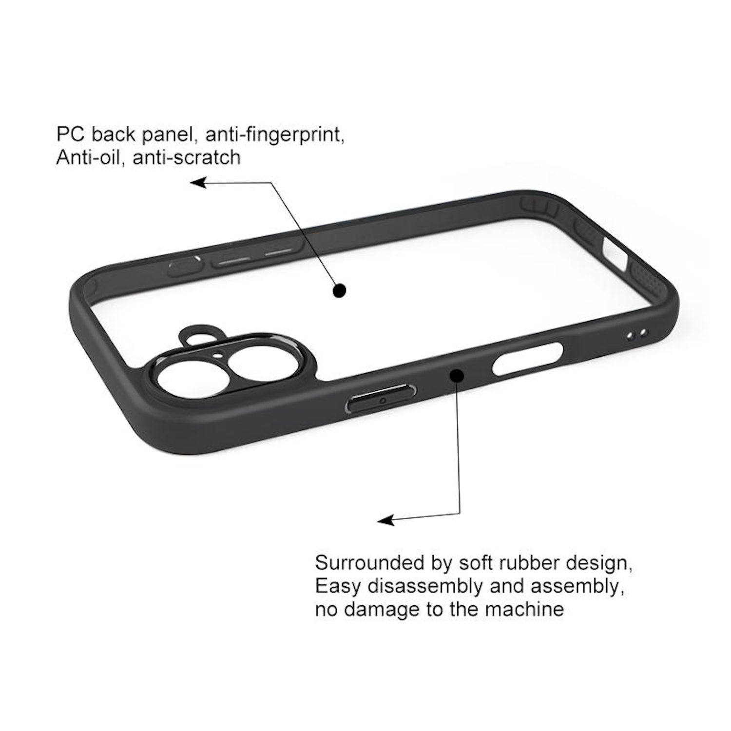 Schwarze Handyhülle mit Text: Anti-Fingerabdruck, Anti-Öl und einfache Montage. Weiches Gummi-Design, kein Schaden.